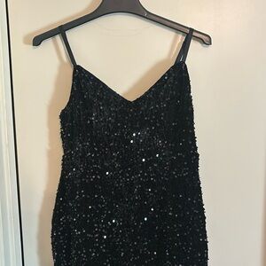 Long black sequin dress